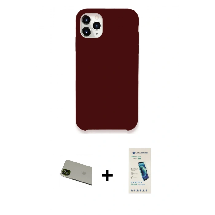 MARSİLYAN™- iPhone 11 Pro Max Kılıf Zirve Modern Özel Seri - Şeffaf Pasifik Cam Ekran Koruyucu + Rainbow Kamera Lens Koruma Cam - YL