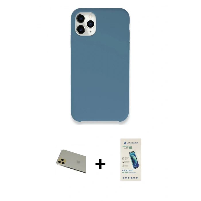 MARSİLYAN™- iPhone 11 Pro Max Kılıf Zirve Modern Özel Seri - Şeffaf Pasifik Cam Ekran Koruyucu + Rainbow Kamera Lens Koruma Cam - GD