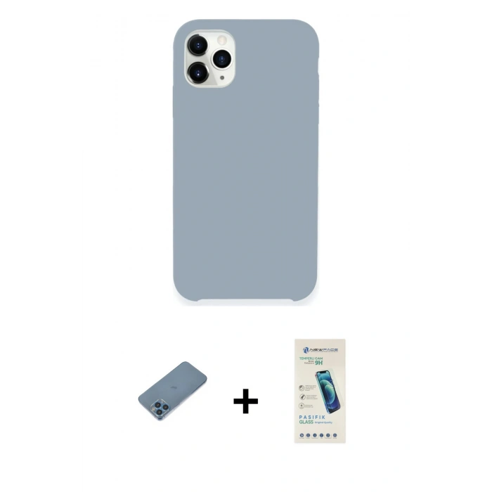 MARSİLYAN™- iPhone 11 Pro Max Kılıf Zirve Modern Özel Seri - Şeffaf Pasifik Cam Ekran Koruyucu + Shine Kamera Lens Koruma Cam - MI