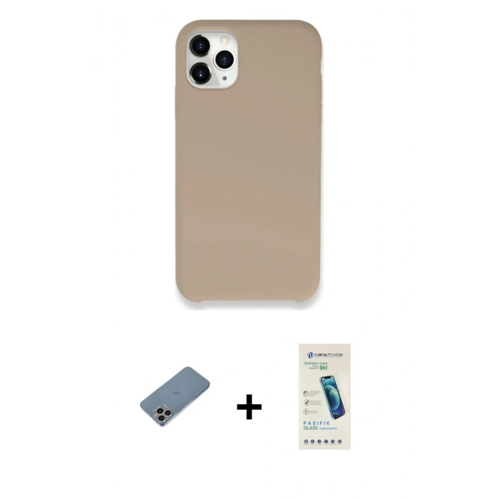 MARSİLYAN™- iPhone 11 Pro Max Kılıf Zirve Modern Özel Seri - Şeffaf Pasifik Cam Ekran Koruyucu + Shine Kamera Lens Koruma Cam - GI