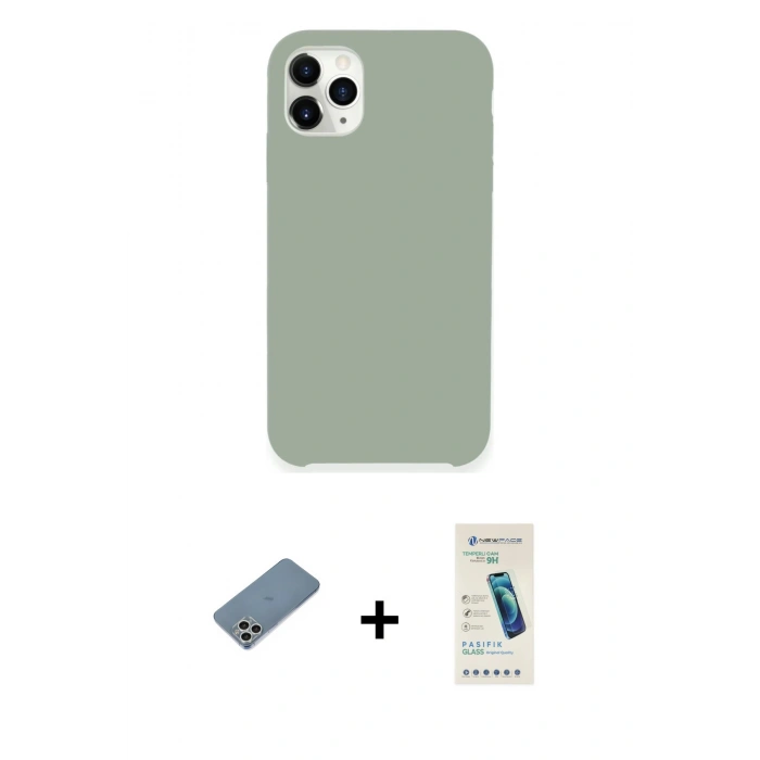 MARSİLYAN™- iPhone 11 Pro Max Kılıf Zirve Modern Özel Seri - Şeffaf Pasifik Cam Ekran Koruyucu + Shine Kamera Lens Koruma Cam - GS