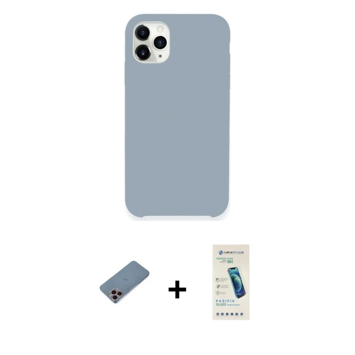 MARSİLYAN™- iPhone 11 Pro Max Kılıf Zirve Modern Özel Seri - Şeffaf Pasifik Cam Ekran Koruyucu + Shine Kamera Lens Koruma Cam - PE