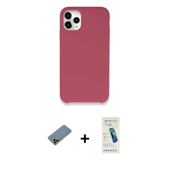 MARSİLYAN™- iPhone 11 Pro Max Kılıf Zirve Modern Özel Seri - Şeffaf Pasifik Cam Ekran Koruyucu + Shine Kamera Lens Koruma Cam - GD