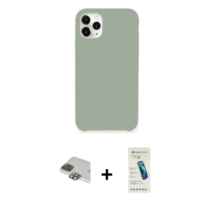 MARSİLYAN™- iPhone 11 Pro Max Kılıf Zirve Modern Özel Seri - Şeffaf Pasifik Cam Ekran Koruyucu + Pers Alüminyum Kamera Lens - YL
