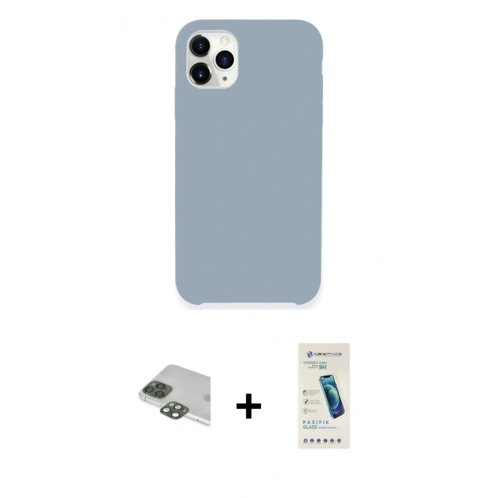 MARSİLYAN™- iPhone 11 Pro Max Kılıf Zirve Modern Özel Seri - Şeffaf Pasifik Cam Ekran Koruyucu + Pers Alüminyum Kamera Lens - YL