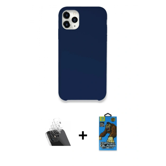 MARSİLYAN™- iPhone 11 Pro Max Kılıf Zirve Modern Özel Seri - Siyah 18D Cam Ekran Koruyucu + Kamera Lens Koruma Cam - SF