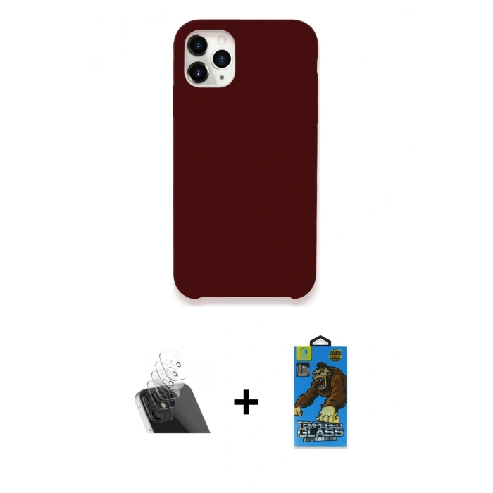 MARSİLYAN™- iPhone 11 Pro Max Kılıf Zirve Modern Özel Seri - Siyah 18D Cam Ekran Koruyucu + Kamera Lens Koruma Cam - SF