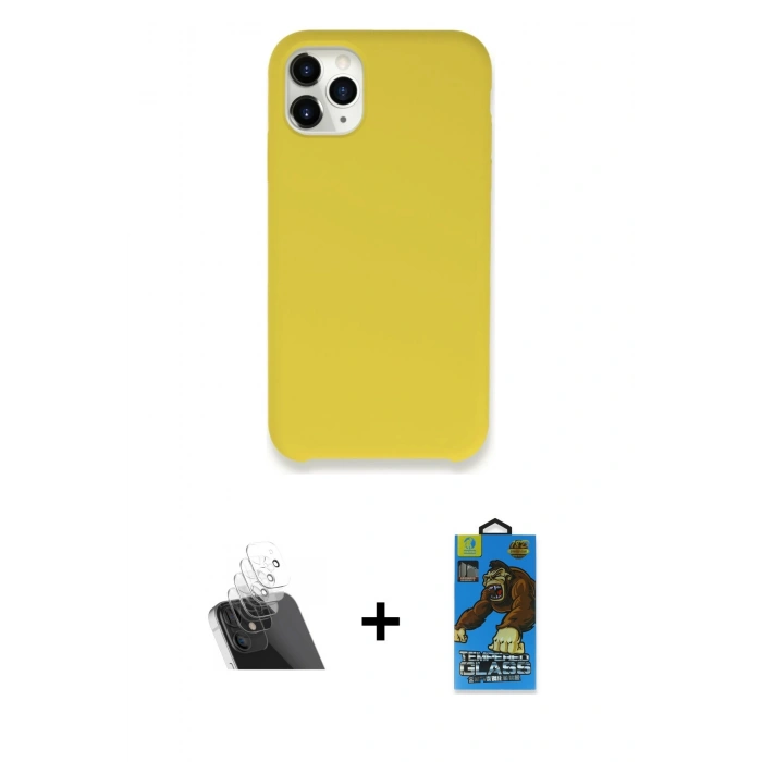MARSİLYAN™- iPhone 11 Pro Max Kılıf Zirve Modern Özel Seri - Siyah 18D Cam Ekran Koruyucu + Kamera Lens Koruma Cam - SF