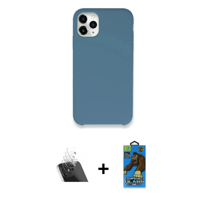 MARSİLYAN™- iPhone 11 Pro Max Kılıf Zirve Modern Özel Seri - Siyah 18D Cam Ekran Koruyucu + Kamera Lens Koruma Cam - SF