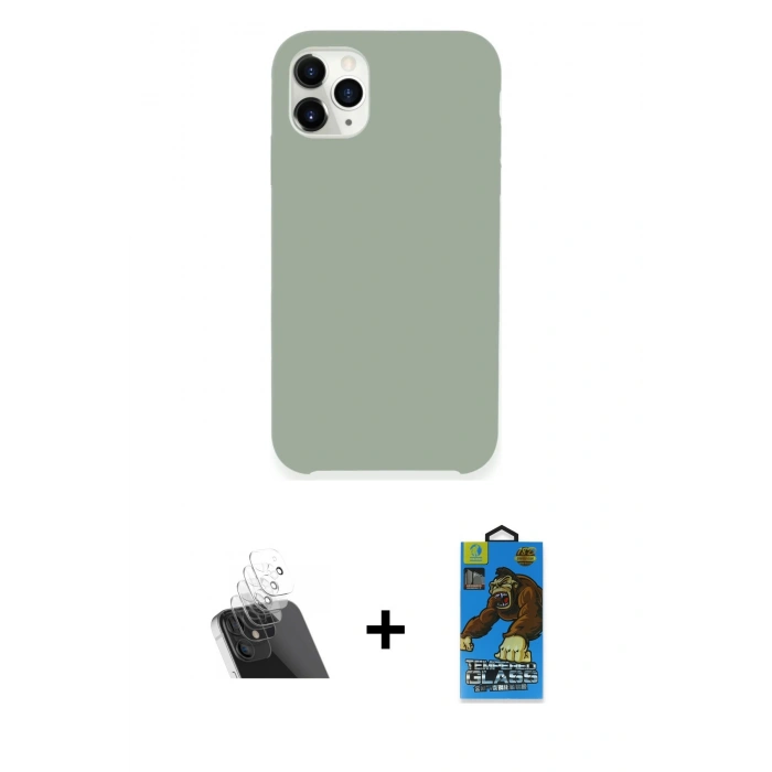 MARSİLYAN™- iPhone 11 Pro Max Kılıf Zirve Modern Özel Seri - Siyah 18D Cam Ekran Koruyucu + Kamera Lens Koruma Cam - SF