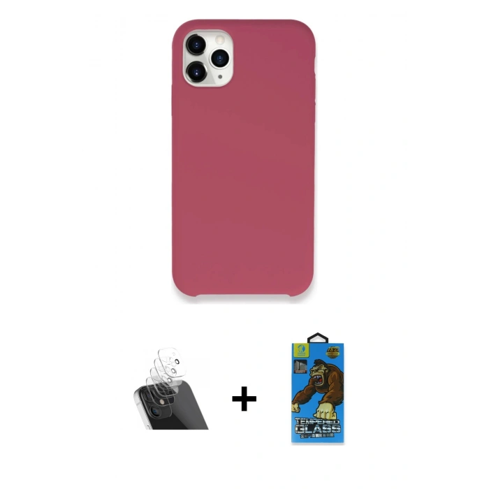 MARSİLYAN™- iPhone 11 Pro Max Kılıf Zirve Modern Özel Seri - Siyah 18D Cam Ekran Koruyucu + Kamera Lens Koruma Cam - SF