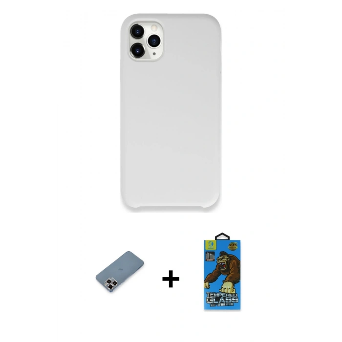 MARSİLYAN™- iPhone 11 Pro Max Kılıf Zirve Modern Özel Seri - Siyah 18D Cam Ekran Koruyucu + Metal Kamera Lens Koruma Cam - MR