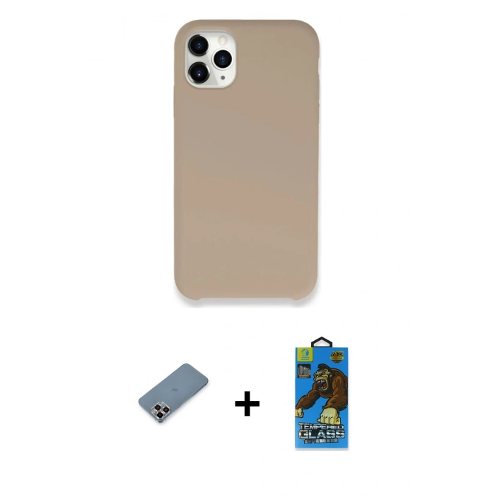 MARSİLYAN™- iPhone 11 Pro Max Kılıf Zirve Modern Özel Seri - Siyah 18D Cam Ekran Koruyucu + Metal Kamera Lens Koruma Cam - MR