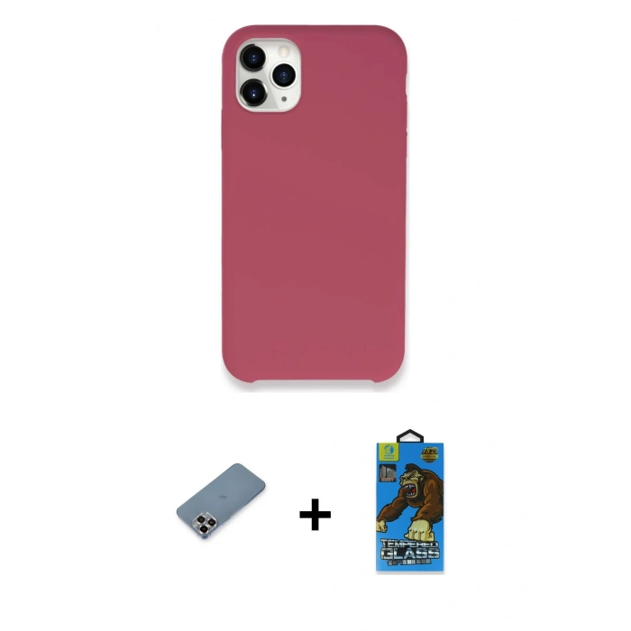 MARSİLYAN™- iPhone 11 Pro Max Kılıf Zirve Modern Özel Seri - Siyah 18D Cam Ekran Koruyucu + Metal Kamera Lens Koruma Cam - MR