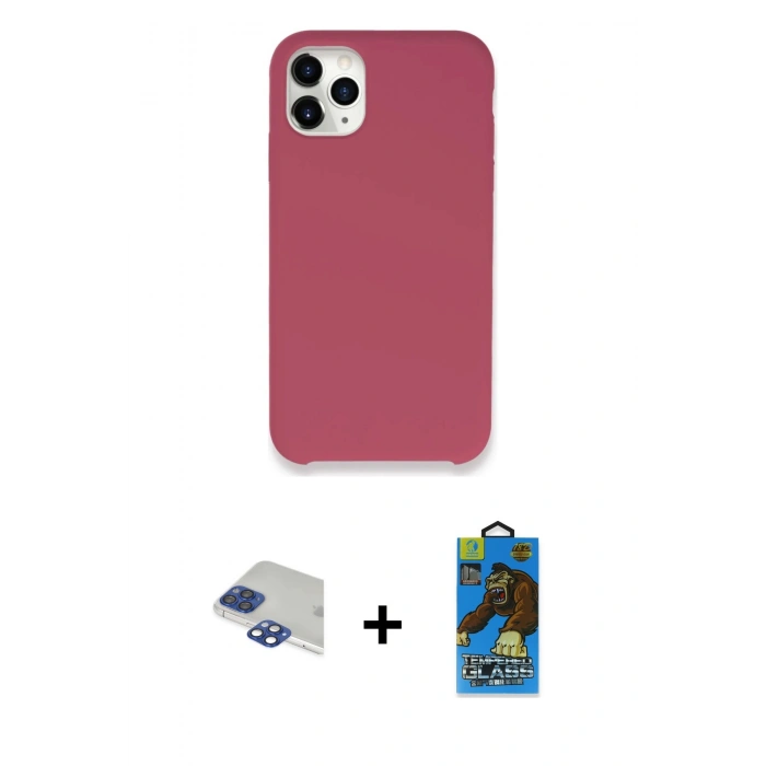 MARSİLYAN™- iPhone 11 Pro Max Kılıf Zirve Modern Özel Seri - Siyah 18D Cam Ekran Koruyucu + Pers Alüminyum Kamera Lens - LT
