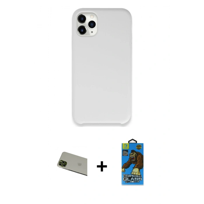 MARSİLYAN™- iPhone 11 Pro Max Kılıf Zirve Modern Özel Seri - Siyah 18D Cam Ekran Koruyucu + Rainbow Kamera Lens Koruma Cam - YL