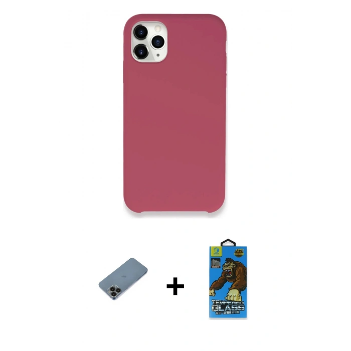 MARSİLYAN™- iPhone 11 Pro Max Kılıf Zirve Modern Özel Seri - Siyah 18D Cam Ekran Koruyucu + Shine Kamera Lens Koruma Cam - SH