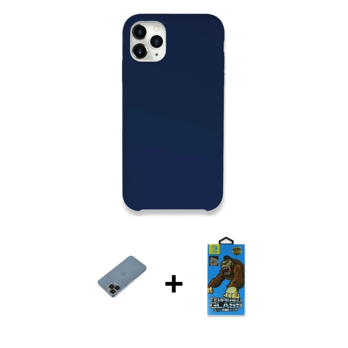 MARSİLYAN™- iPhone 11 Pro Max Kılıf Zirve Modern Özel Seri - Siyah 18D Cam Ekran Koruyucu + Shine Kamera Lens Koruma Cam - SH