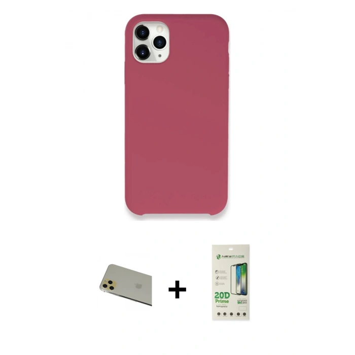 MARSİLYAN™- iPhone 11 Pro Max Kılıf Zirve Modern Özel Seri - Siyah 20D Premium Cam Ekran Koruyucu + Gold Rainbow Kamera Lens Koruma Cam