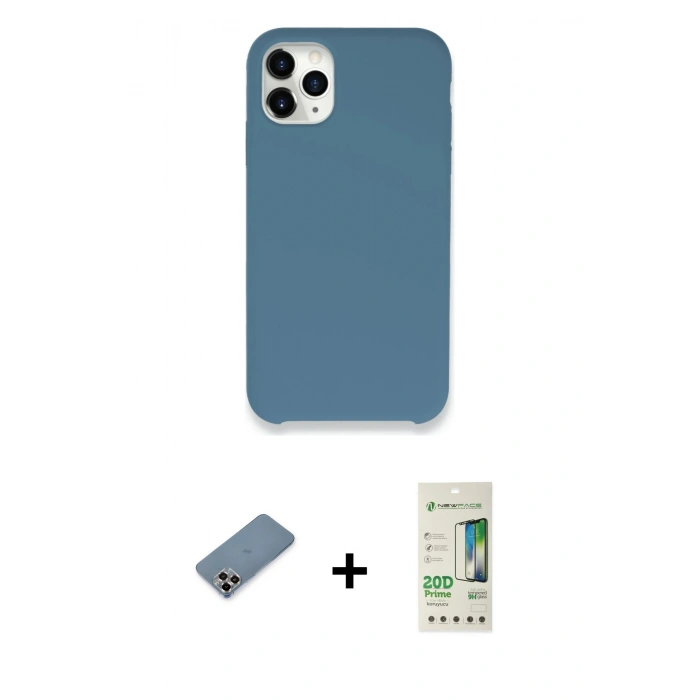 MARSİLYAN™- iPhone 11 Pro Max Kılıf Zirve Modern Özel Seri - Siyah 20D Premium Cam Ekran Koruyucu + Metal Kamera Lens Koruma Cam - MR