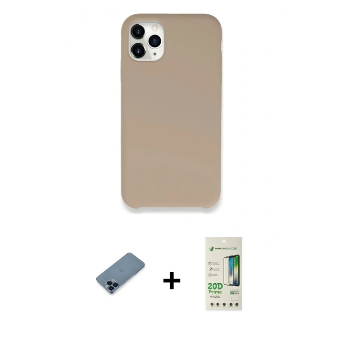 MARSİLYAN™- iPhone 11 Pro Max Kılıf Zirve Modern Özel Seri - Siyah 20D Premium Cam Ekran Koruyucu + Metal Kamera Lens Koruma Cam - MI