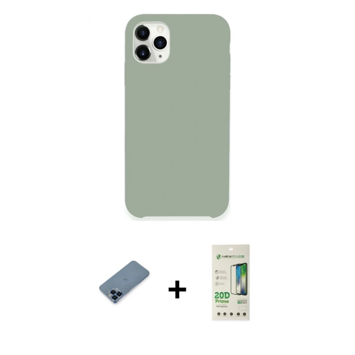 MARSİLYAN™- iPhone 11 Pro Max Kılıf Zirve Modern Özel Seri - Siyah 20D Premium Cam Ekran Koruyucu + Metal Kamera Lens Koruma Cam - MI