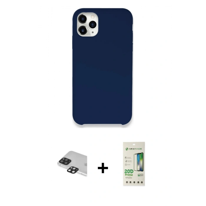 MARSİLYAN™- iPhone 11 Pro Max Kılıf Zirve Modern Özel Seri - Siyah 20D Premium Cam Ekran Koruyucu + Pers Alüminyum Kamera Lens - SH