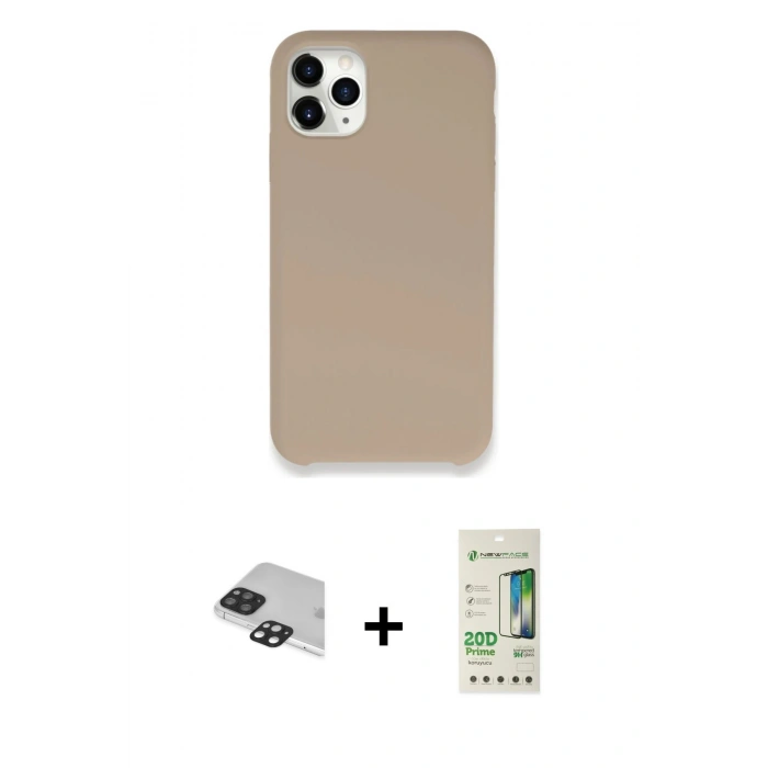 MARSİLYAN™- iPhone 11 Pro Max Kılıf Zirve Modern Özel Seri - Siyah 20D Premium Cam Ekran Koruyucu + Pers Alüminyum Kamera Lens - SH