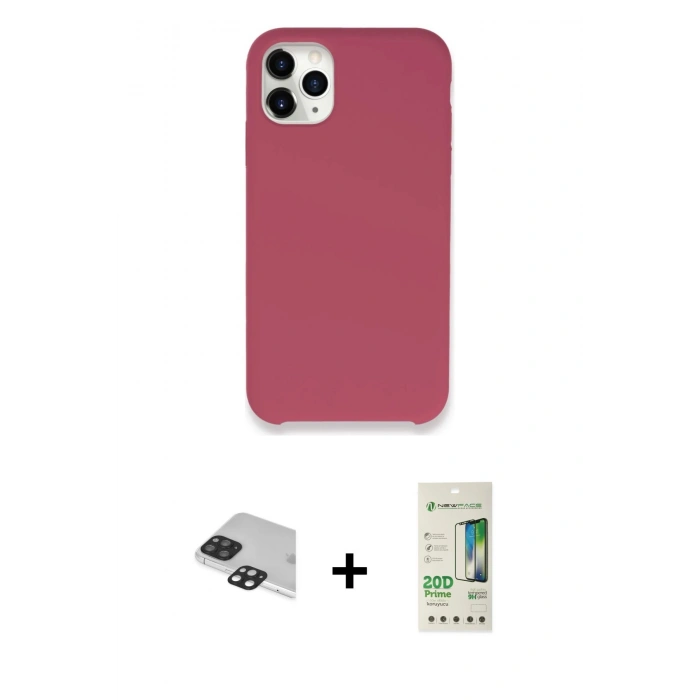 MARSİLYAN™- iPhone 11 Pro Max Kılıf Zirve Modern Özel Seri - Siyah 20D Premium Cam Ekran Koruyucu + Pers Alüminyum Kamera Lens - SH
