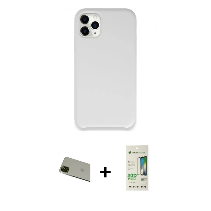 MARSİLYAN™- iPhone 11 Pro Max Kılıf Zirve Modern Özel Seri - Siyah 20D Premium Cam Ekran Koruyucu + Rainbow Kamera Lens Koruma Cam - YL
