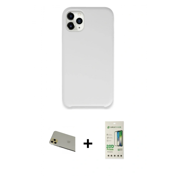 MARSİLYAN™- iPhone 11 Pro Max Kılıf Zirve Modern Özel Seri - Siyah 20D Premium Cam Ekran Koruyucu + Rainbow Kamera Lens Koruma Cam - GD