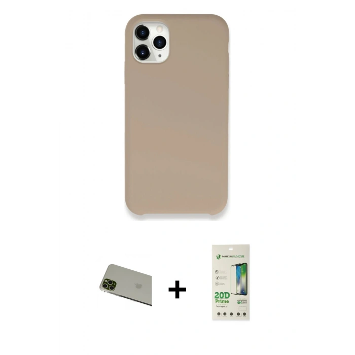 MARSİLYAN™- iPhone 11 Pro Max Kılıf Zirve Modern Özel Seri - Siyah 20D Premium Cam Ekran Koruyucu + Rainbow Kamera Lens Koruma Cam - YL