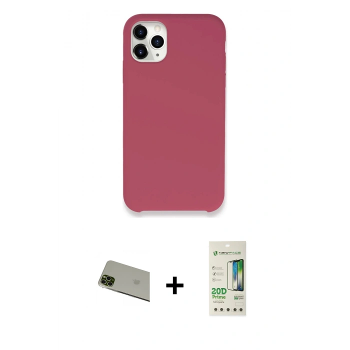 MARSİLYAN™- iPhone 11 Pro Max Kılıf Zirve Modern Özel Seri - Siyah 20D Premium Cam Ekran Koruyucu + Rainbow Kamera Lens Koruma Cam - YL