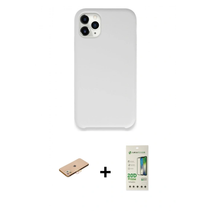 MARSİLYAN™- iPhone 11 Pro Max Kılıf Zirve Modern Özel Seri - Siyah 20D Premium Cam Ekran Koruyucu + Renkli Kamera Lens Koruma Cam - TU