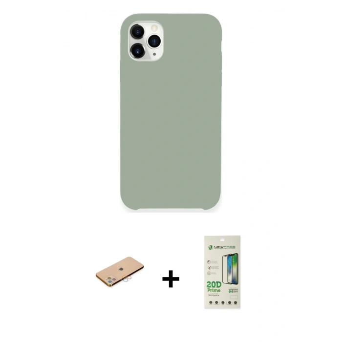 MARSİLYAN™- iPhone 11 Pro Max Kılıf Zirve Modern Özel Seri - Siyah 20D Premium Cam Ekran Koruyucu + Renkli Kamera Lens Koruma Cam - PE