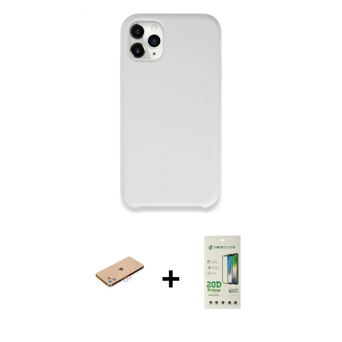 MARSİLYAN™- iPhone 11 Pro Max Kılıf Zirve Modern Özel Seri - Siyah 20D Premium Cam Ekran Koruyucu + Renkli Kamera Lens Koruma Cam - PE