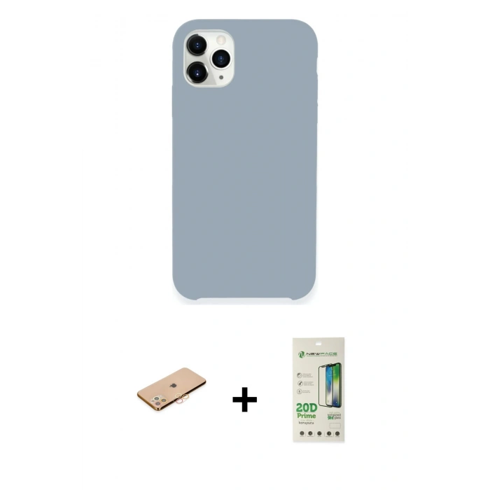 MARSİLYAN™- iPhone 11 Pro Max Kılıf Zirve Modern Özel Seri - Siyah 20D Premium Cam Ekran Koruyucu + Renkli Kamera Lens Koruma Cam - TU