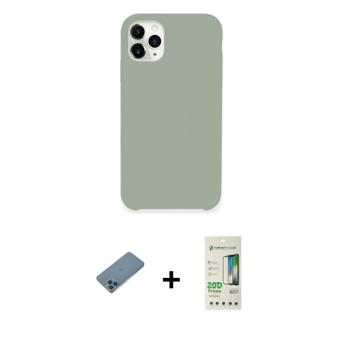 MARSİLYAN™- iPhone 11 Pro Max Kılıf Zirve Modern Özel Seri - Siyah 20D Premium Cam Ekran Koruyucu + Shine Kamera Lens Koruma Cam - MI