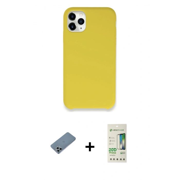 MARSİLYAN™- iPhone 11 Pro Max Kılıf Zirve Modern Özel Seri - Siyah 20D Premium Cam Ekran Koruyucu + Shine Kamera Lens Koruma Cam - SABE