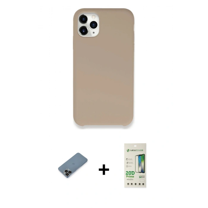MARSİLYAN™- iPhone 11 Pro Max Kılıf Zirve Modern Özel Seri - Siyah 20D Premium Cam Ekran Koruyucu + Metal Kamera Lens Koruma Cam - SH