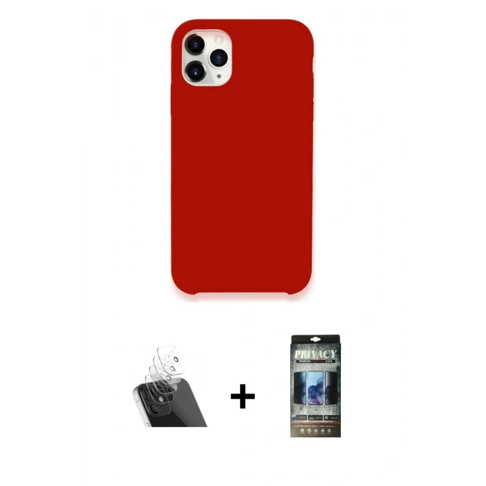 MARSİLYAN™- iPhone 11 Pro Max Kılıf Zirve Modern Özel Seri - Siyah 34D Hayalet Izgaralı Cam + Kamera Lens Koruma Cam - SF