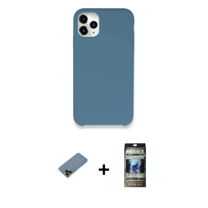 MARSİLYAN™- iPhone 11 Pro Max Kılıf Zirve Modern Özel Seri - Siyah 34D Hayalet Izgaralı Cam + Shine Kamera Lens Koruma Cam - SH