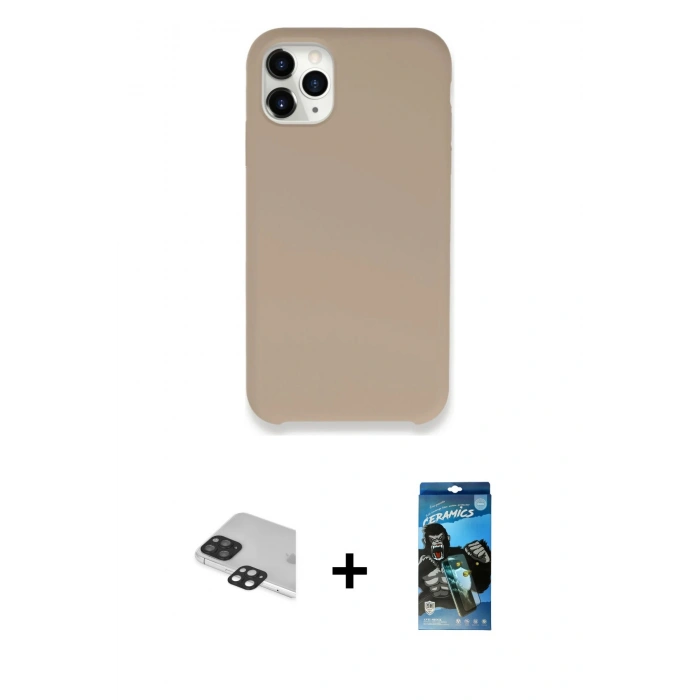 MARSİLYAN™- iPhone 11 Pro Max Kılıf Zirve Modern Özel Seri - Siyah 34D Izgaralı Cam + Siyah Pers Alüminyum Kamera Lens