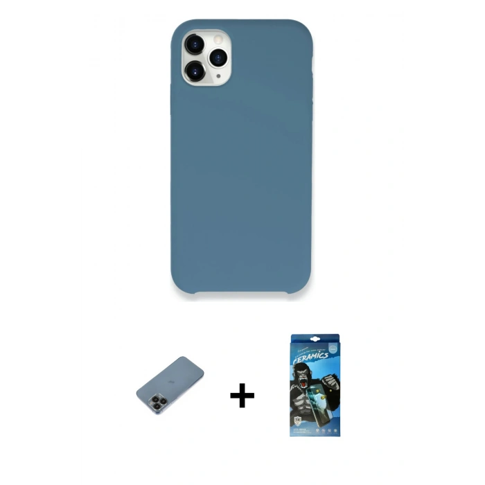 MARSİLYAN™- iPhone 11 Pro Max Kılıf Zirve Modern Özel Seri - Siyah 34D Izgaralı Cam + Shine Kamera Lens Koruma Cam - SH