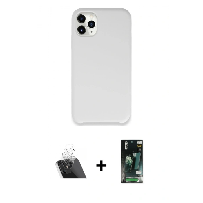 MARSİLYAN™- iPhone 11 Pro Max Kılıf Zirve Modern Özel Seri - Siyah 360 Mat Full Body Arka Koruyucu + Kamera Lens Koruma Cam - SF