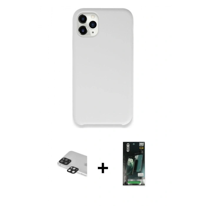MARSİLYAN™- iPhone 11 Pro Max Kılıf Zirve Modern Özel Seri - Siyah 360 Mat Full Body Arka Koruyucu + Pers Alüminyum Kamera Lens - SH