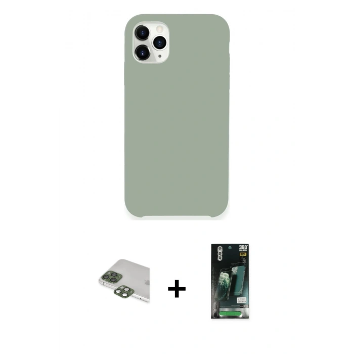 MARSİLYAN™- iPhone 11 Pro Max Kılıf Zirve Modern Özel Seri - Siyah 360 Mat Full Body Arka Koruyucu + Pers Alüminyum Kamera Lens - YL