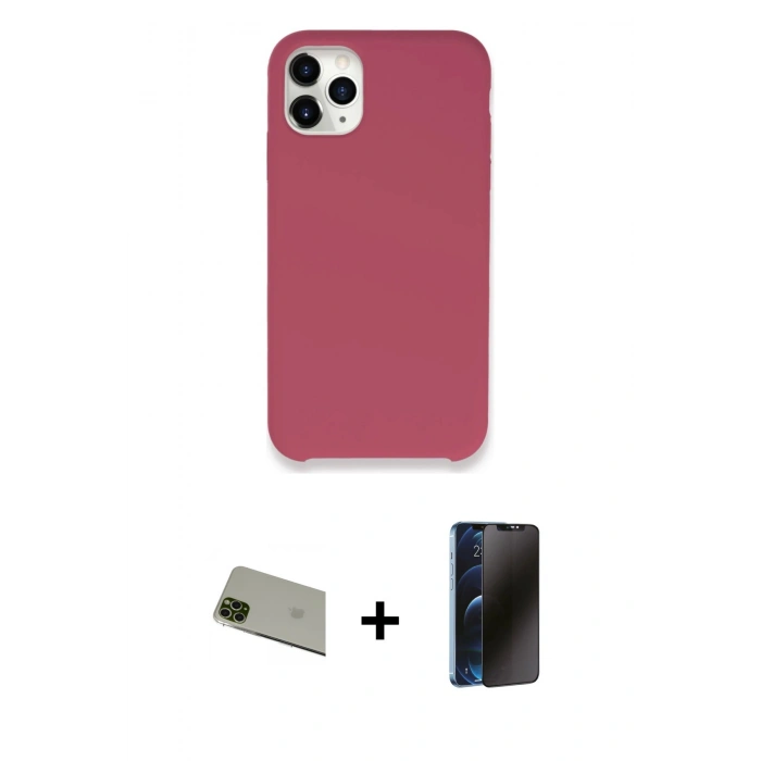 MARSİLYAN™- iPhone 11 Pro Max Kılıf Zirve Modern Özel Seri - Siyah 3D Antistatik Hayalet Cam Ekran Koruyucu + Rainbow Kamera Lens Koruma Cam - YL