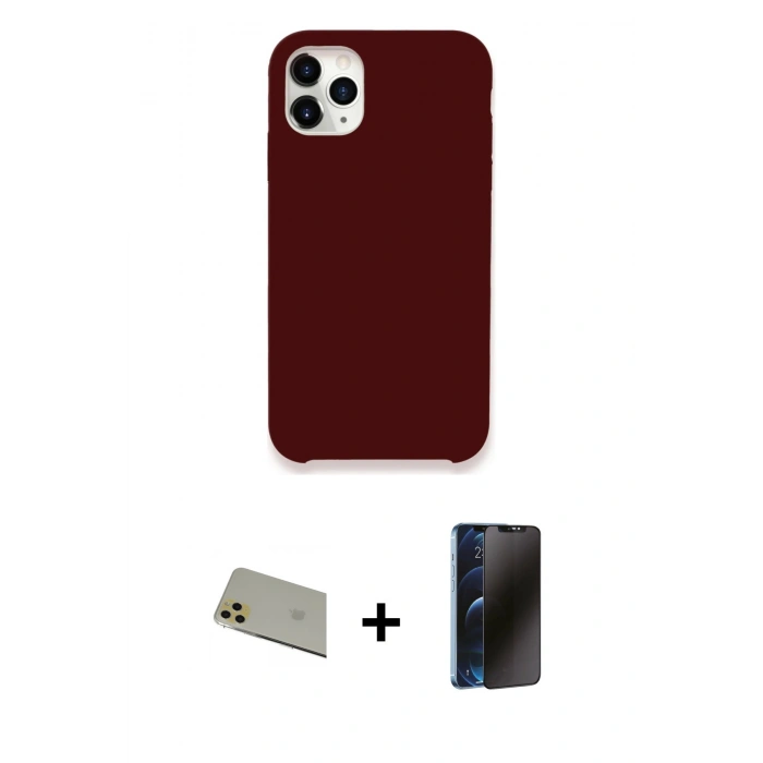 MARSİLYAN™- iPhone 11 Pro Max Kılıf Zirve Modern Özel Seri - Siyah 3D Antistatik Hayalet Cam Ekran Koruyucu + Rainbow Kamera Lens Koruma Cam - GD