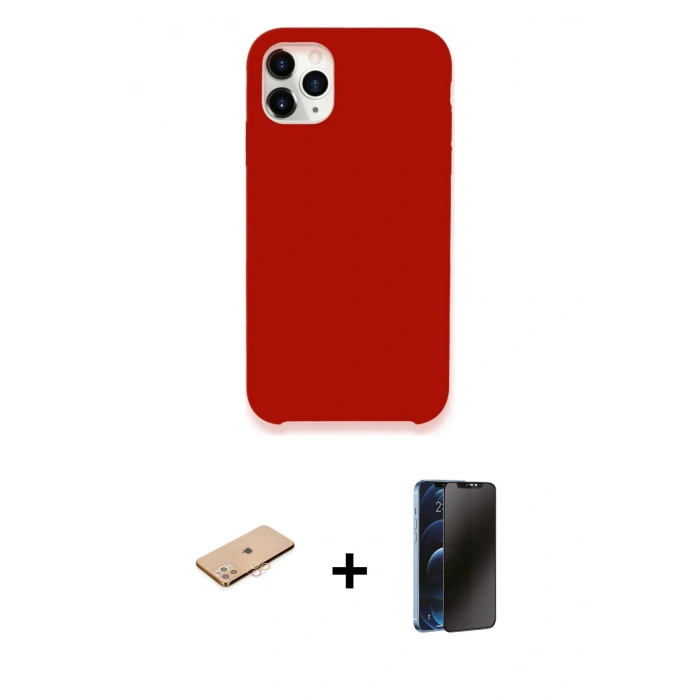 MARSİLYAN™- iPhone 11 Pro Max Kılıf Zirve Modern Özel Seri - Siyah 3D Antistatik Hayalet Cam Ekran Koruyucu + Renkli Kamera Lens Koruma Cam - TU